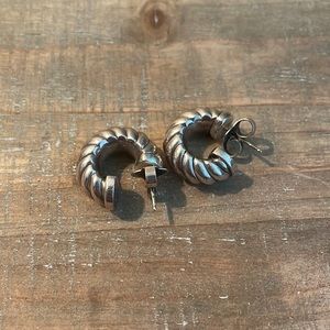David Yurman Sculpted Cable Shrimp Earrings in Sterling Silver